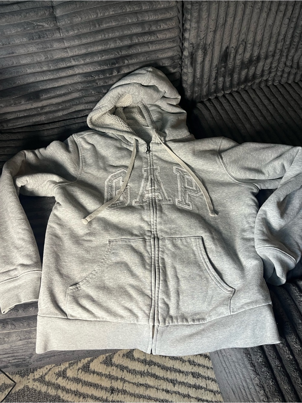 GAP Light Gray Hooded Zip-Up Sweatshirt